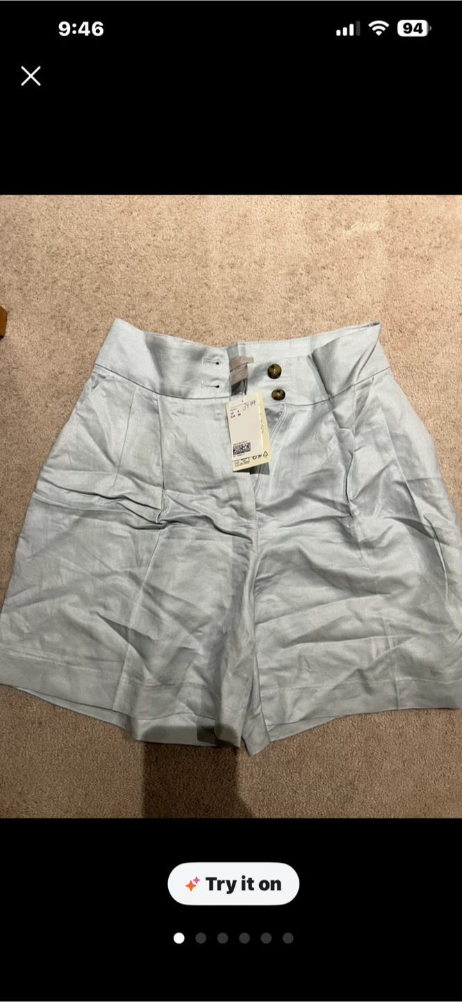 H&M Linen Blend Shorts - Light Blue - Size US 4/EUR 36