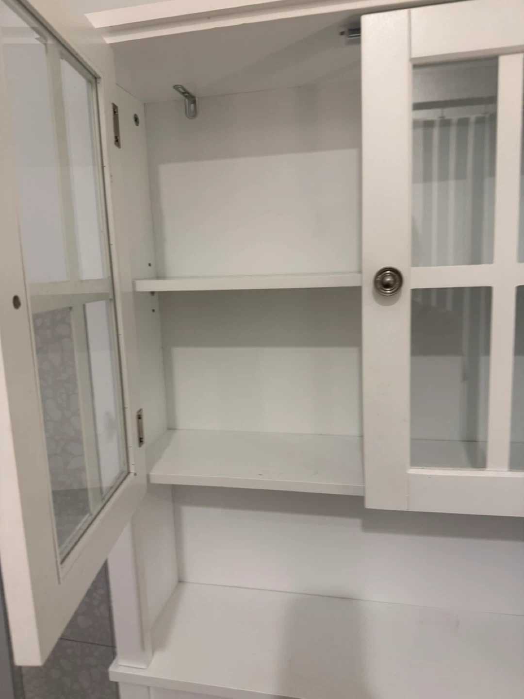 White Over-the-Toilet Storage Cabinet with Doors - photo 2