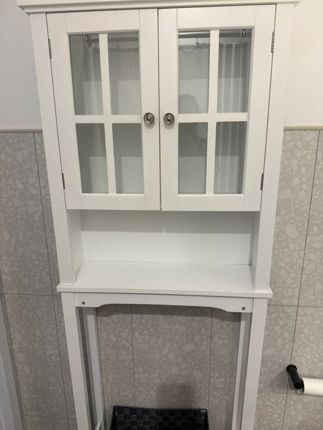 White Over-the-Toilet Storage Cabinet with Doors