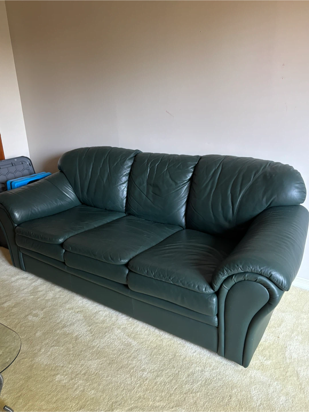 Dark Green Leather Sofa