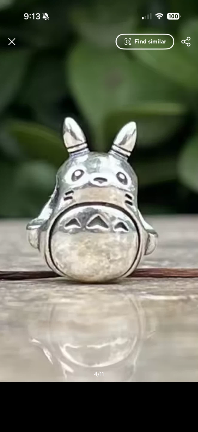 S925 Sterling Silver Totoro Charm Bead
