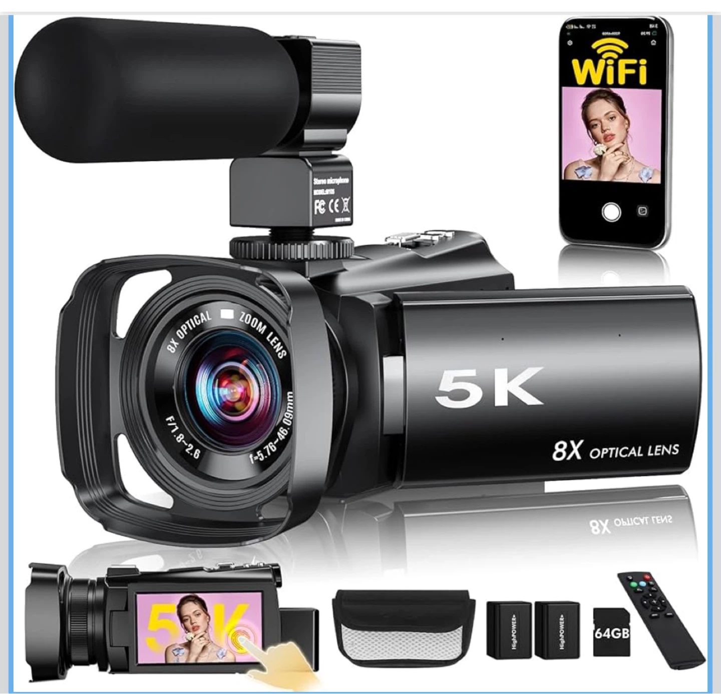 5K Ultra HD Video Camera with WiFi