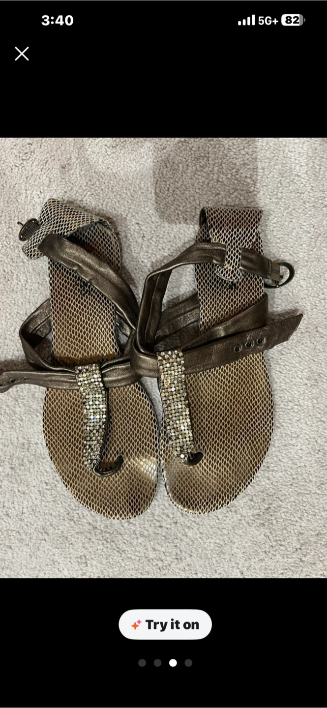 Women's Snake Print Flat Sandals with Embellishments - photo 2