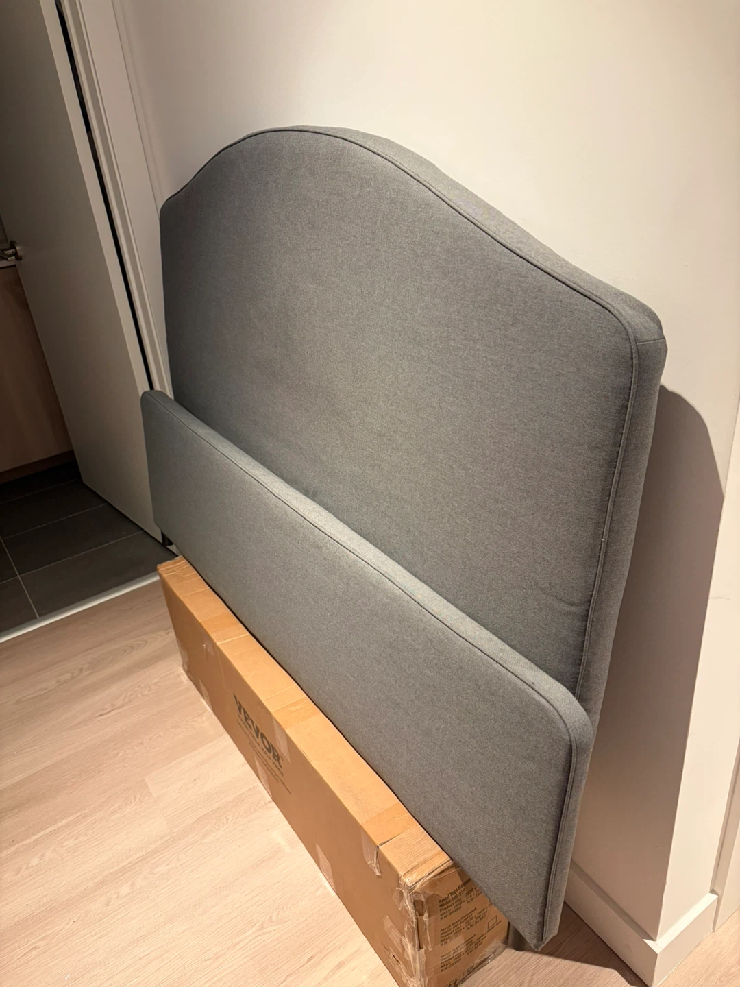 IKEA SLATTUM full/double Upholstered Bed Frame, Vissle Dark Gray - photo 2
