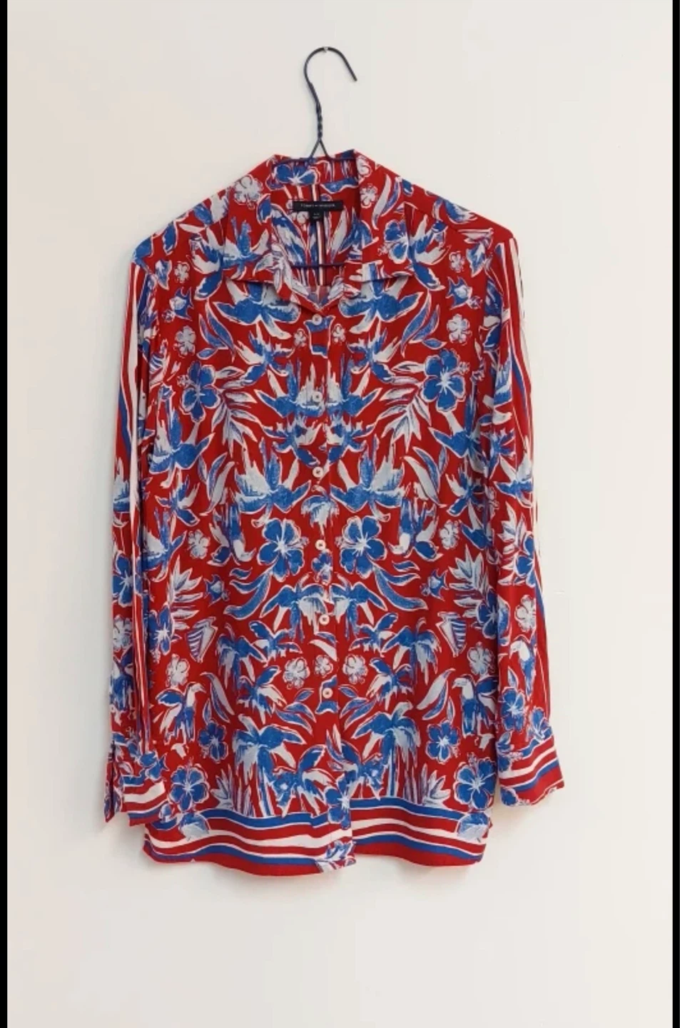 Tommy Hilfiger Red Blue Floral Button-Up Shirt