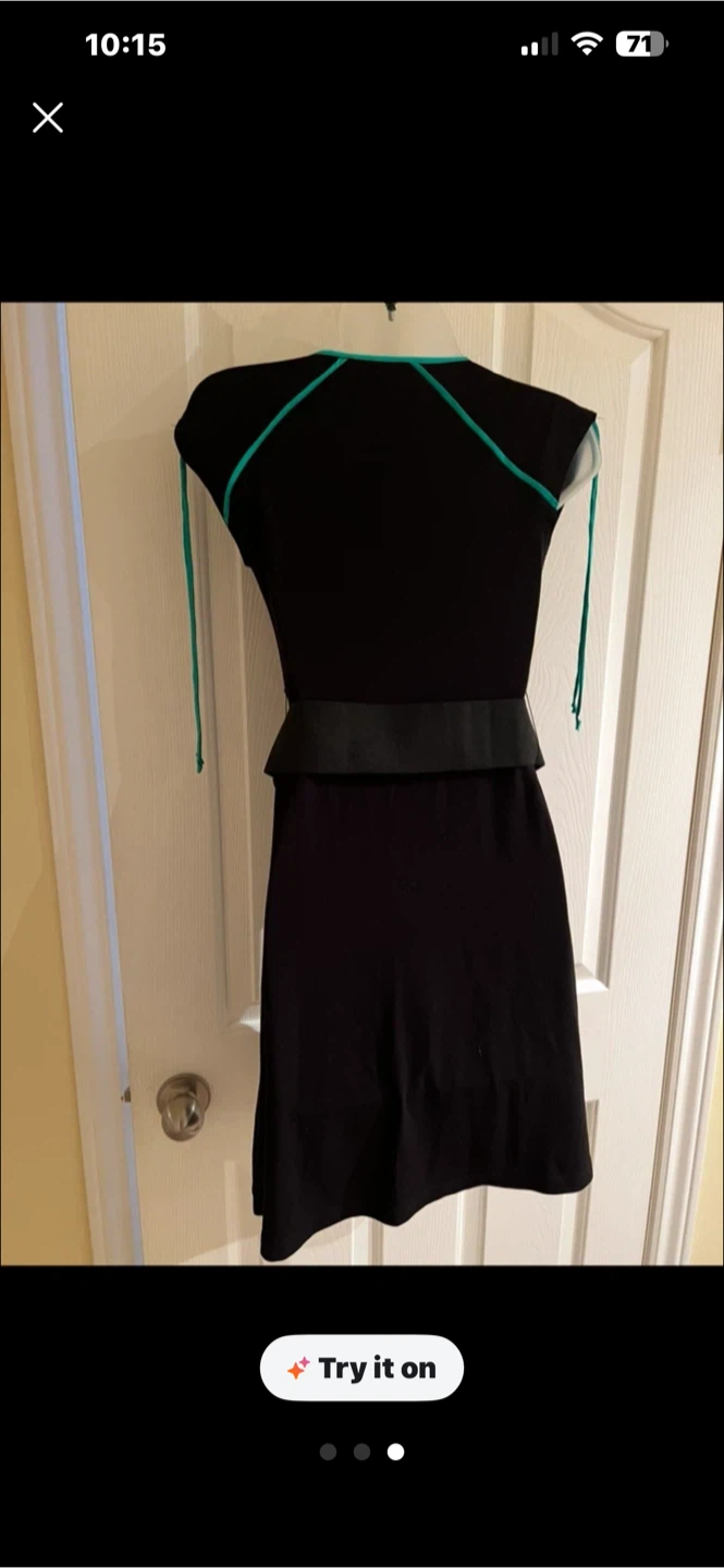 Black wrap dress with belt - photo 2