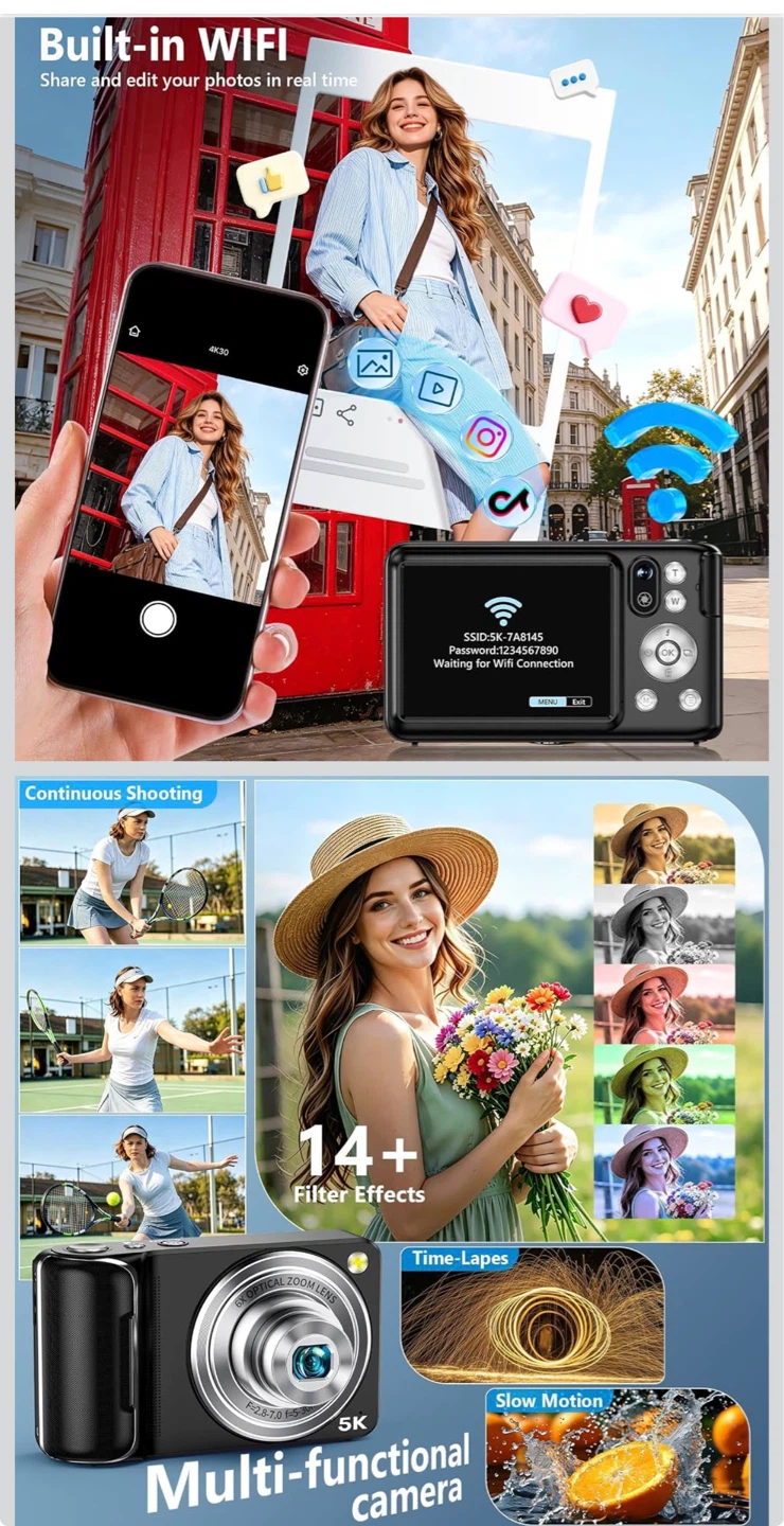 5K Digital Camera with WiFi and 6X Optical Zoom - photo 4
