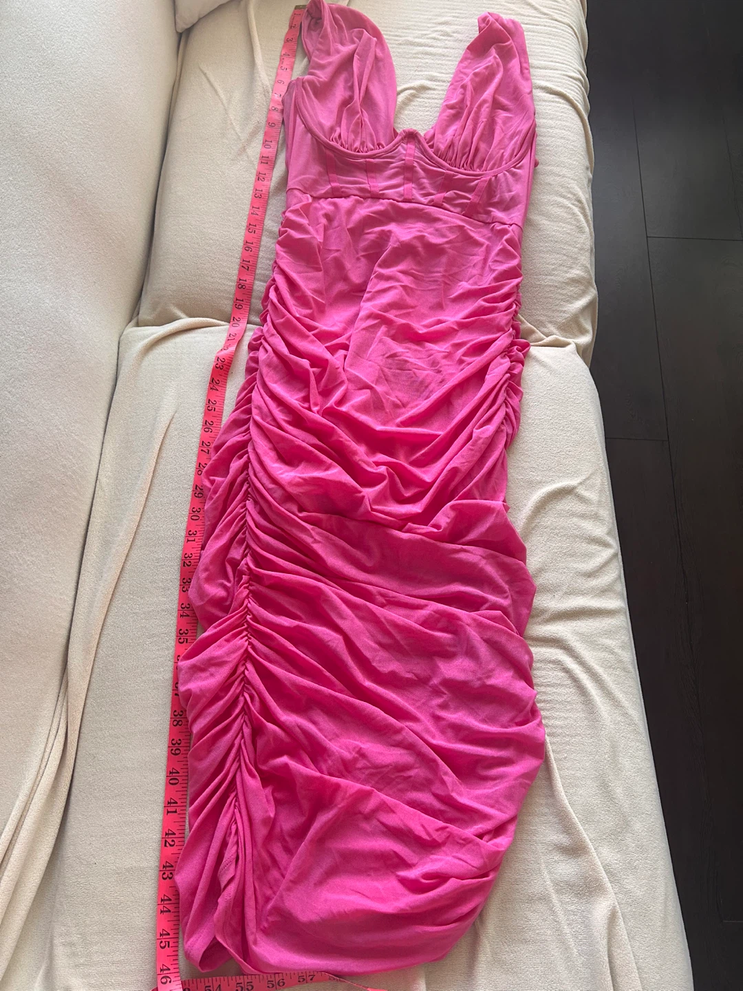 Hot Pink Ruched Bodycon Dress - photo 4