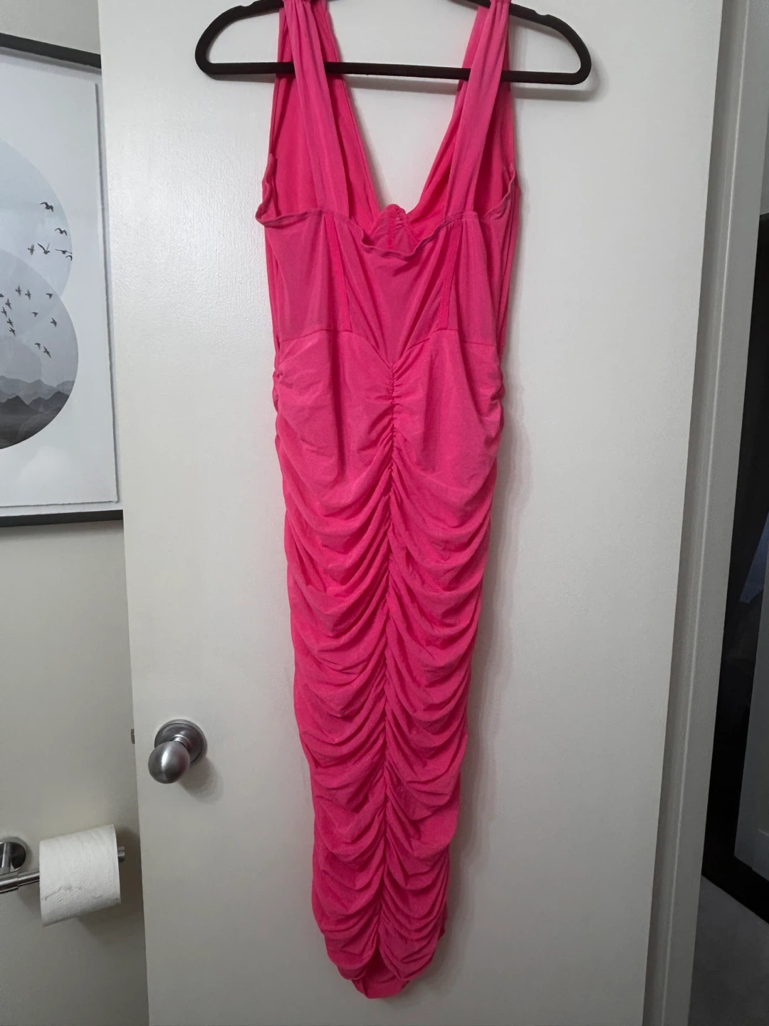 Hot Pink Ruched Bodycon Dress - photo 5