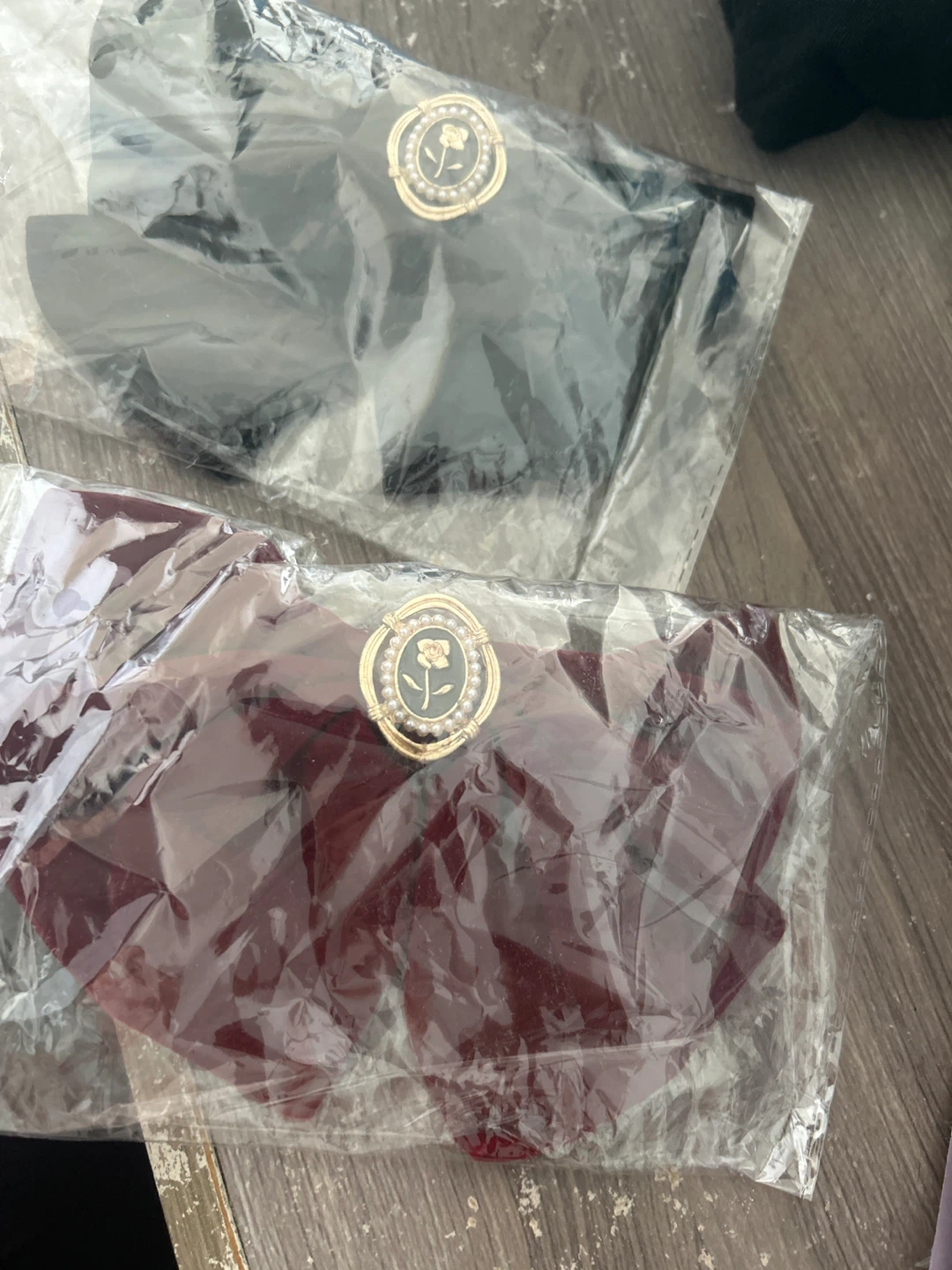 Velvet Bow Hair Clips - Burgundy and Black