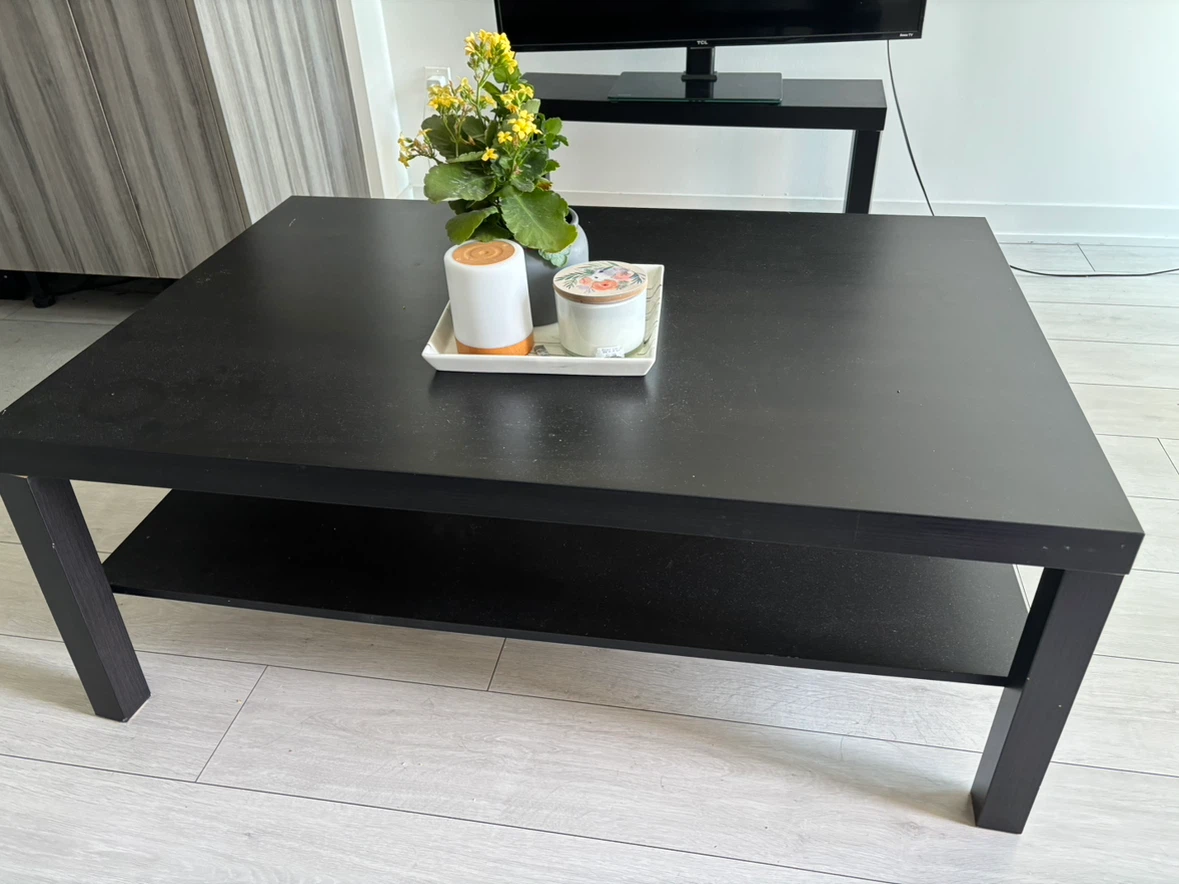 Black Coffee Table with Shelf - photo 2