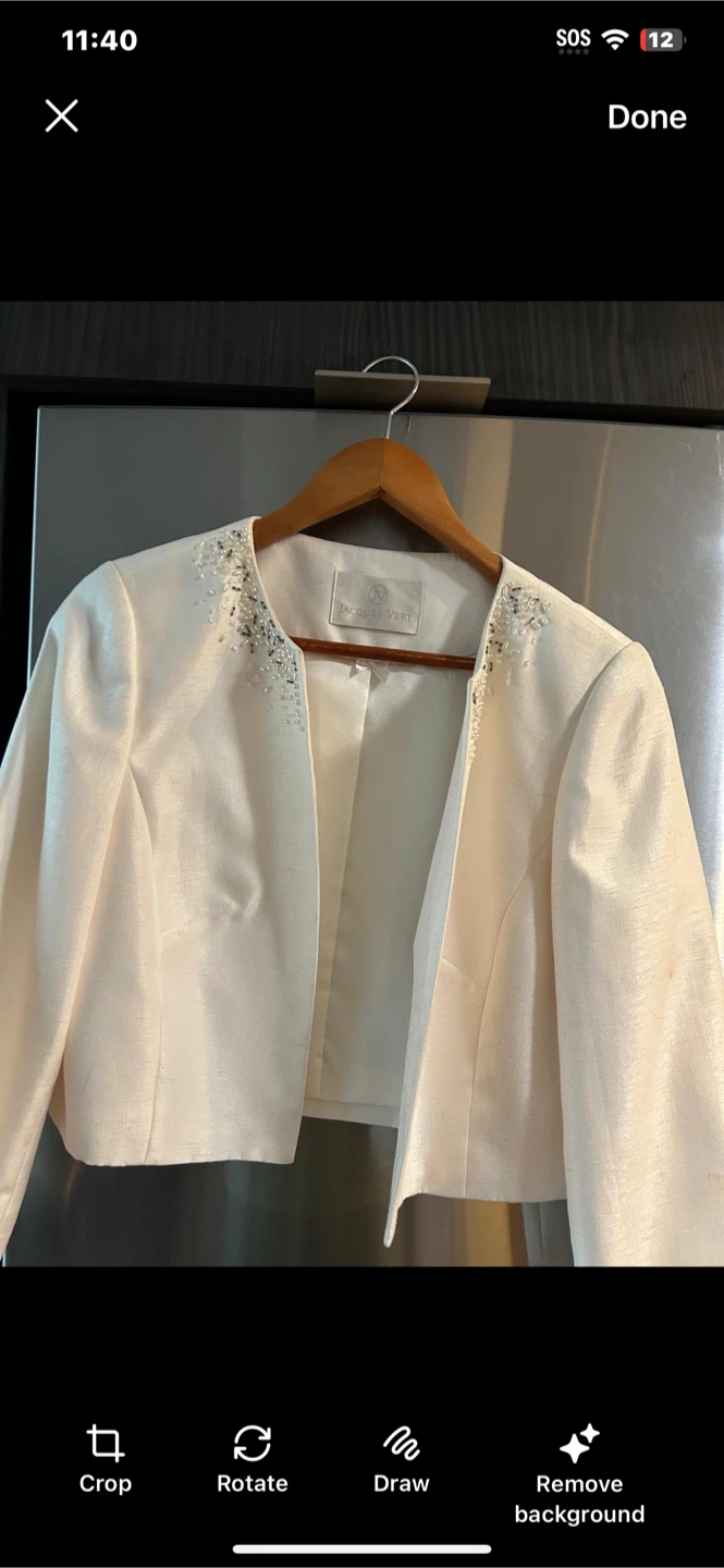 Jacques Vert Cream Embellished Cropped Jacket