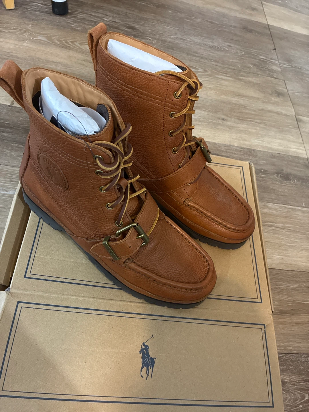 Polo Ralph Lauren Brown Leather Lace-Up Boots