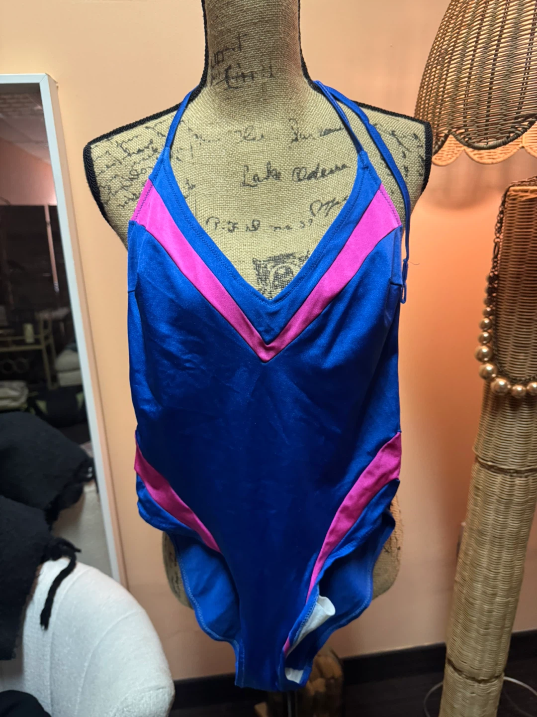 Blue and Pink One-Piece Swimsuit