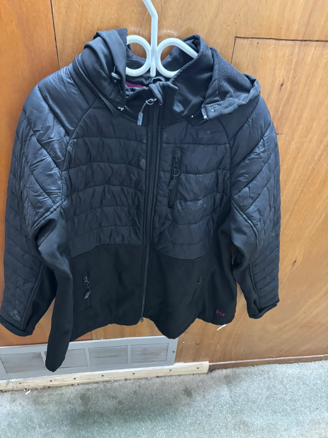 NOLA Black Puffer Hooded Jacket in good condition