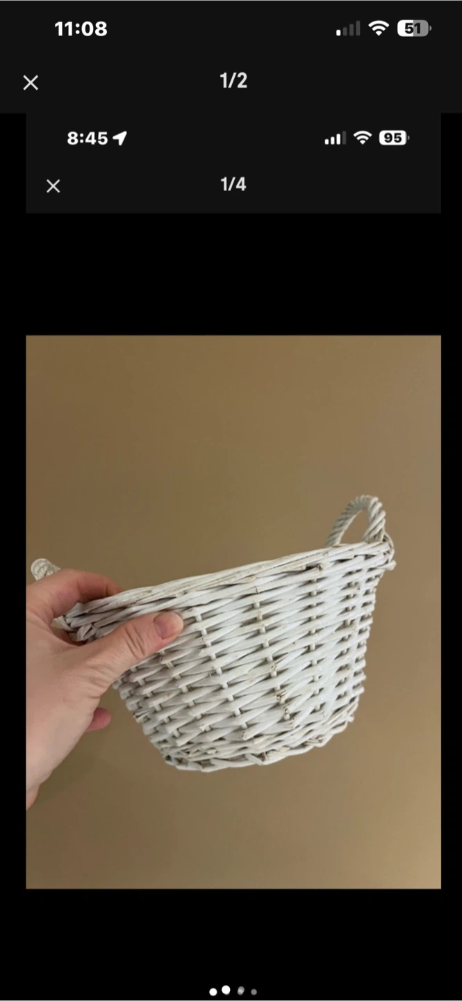 White Wicker Basket with Handles