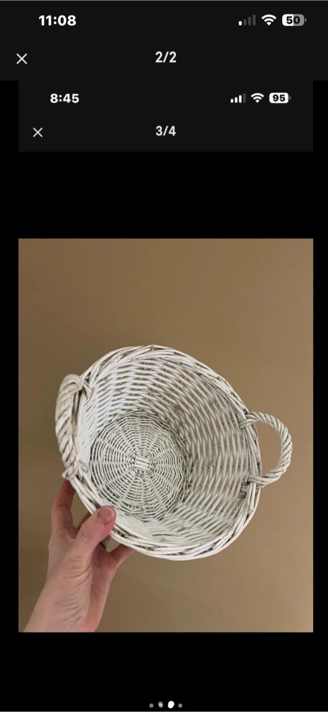 White Wicker Basket with Handles - photo 2