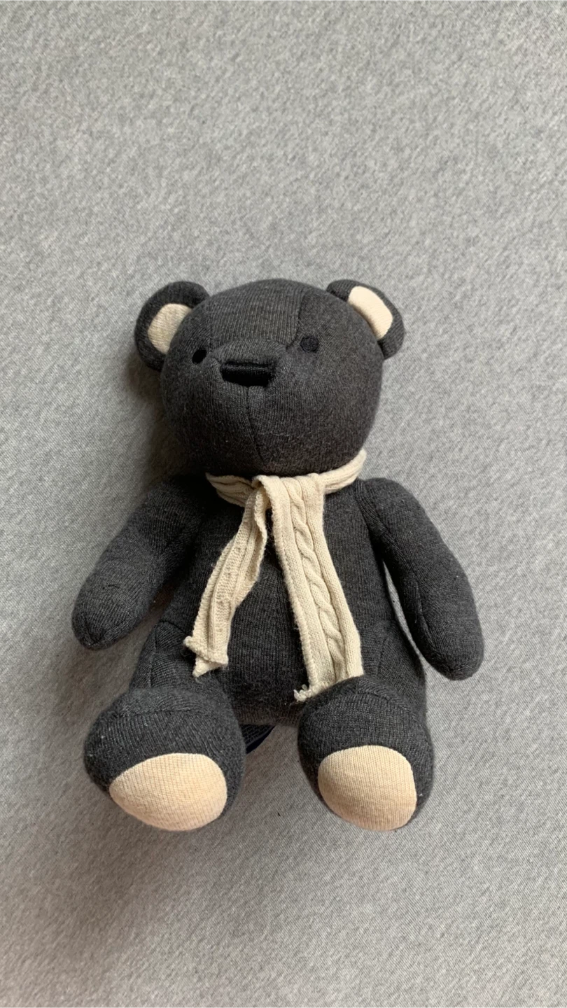 Charcoal Grey Teddy Bear with Scarf
