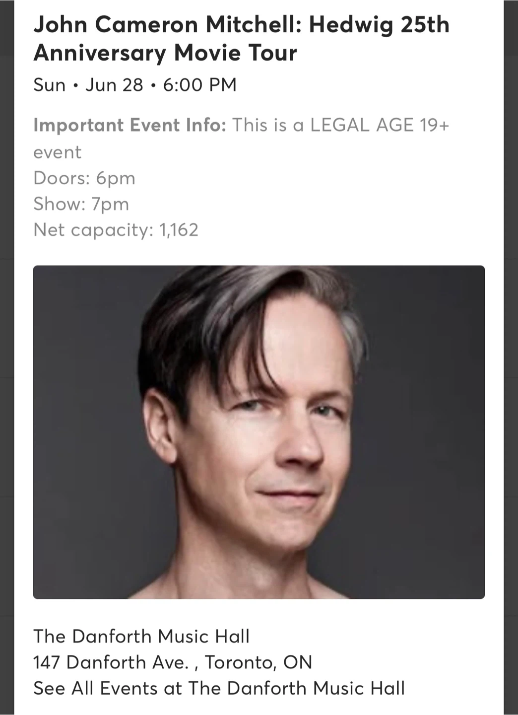 John Cameron Mitchell: Hedwig 25th Anniversary Movie Tour Ticket