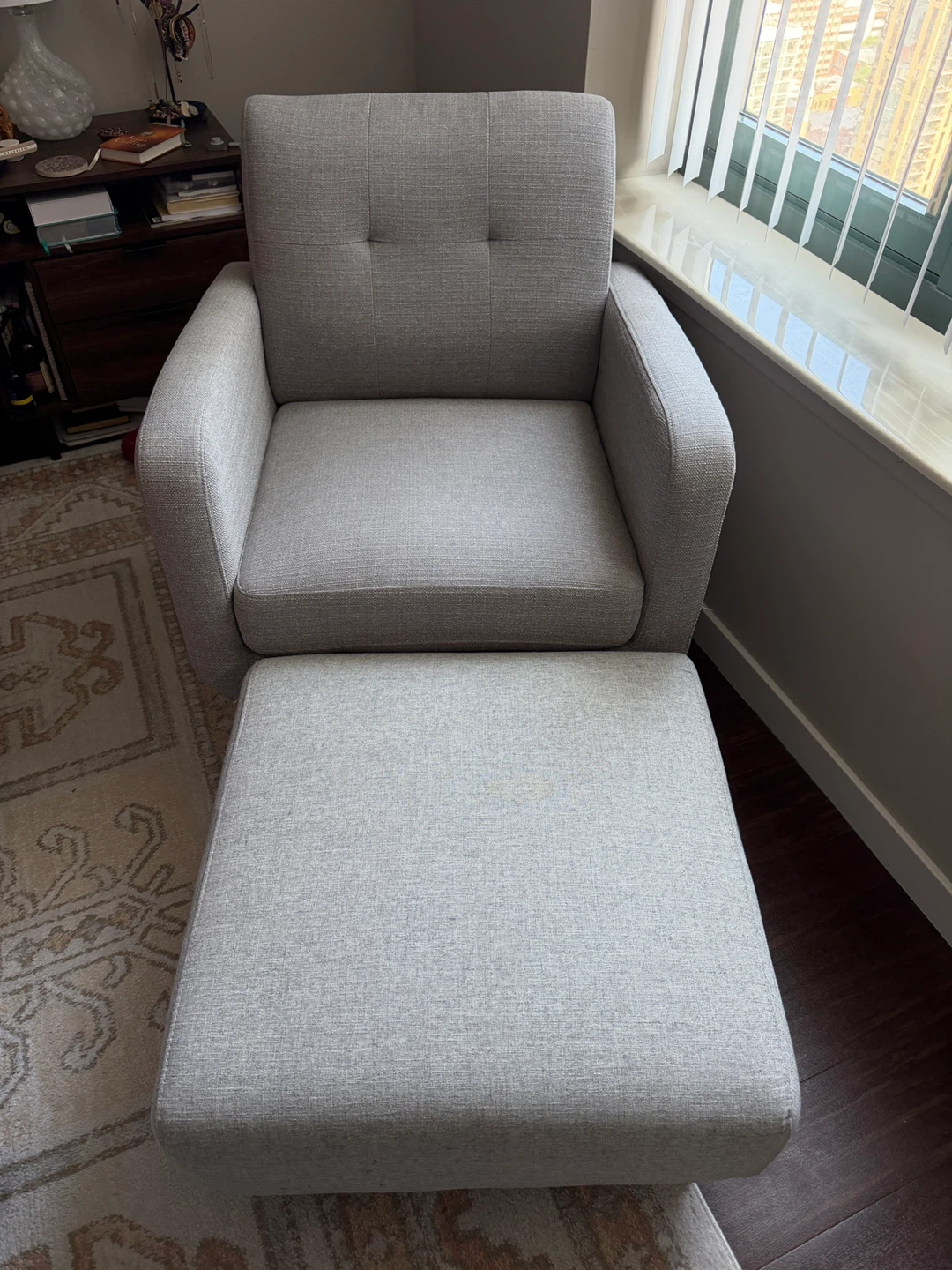 Modern Grey Chair & Ottoman