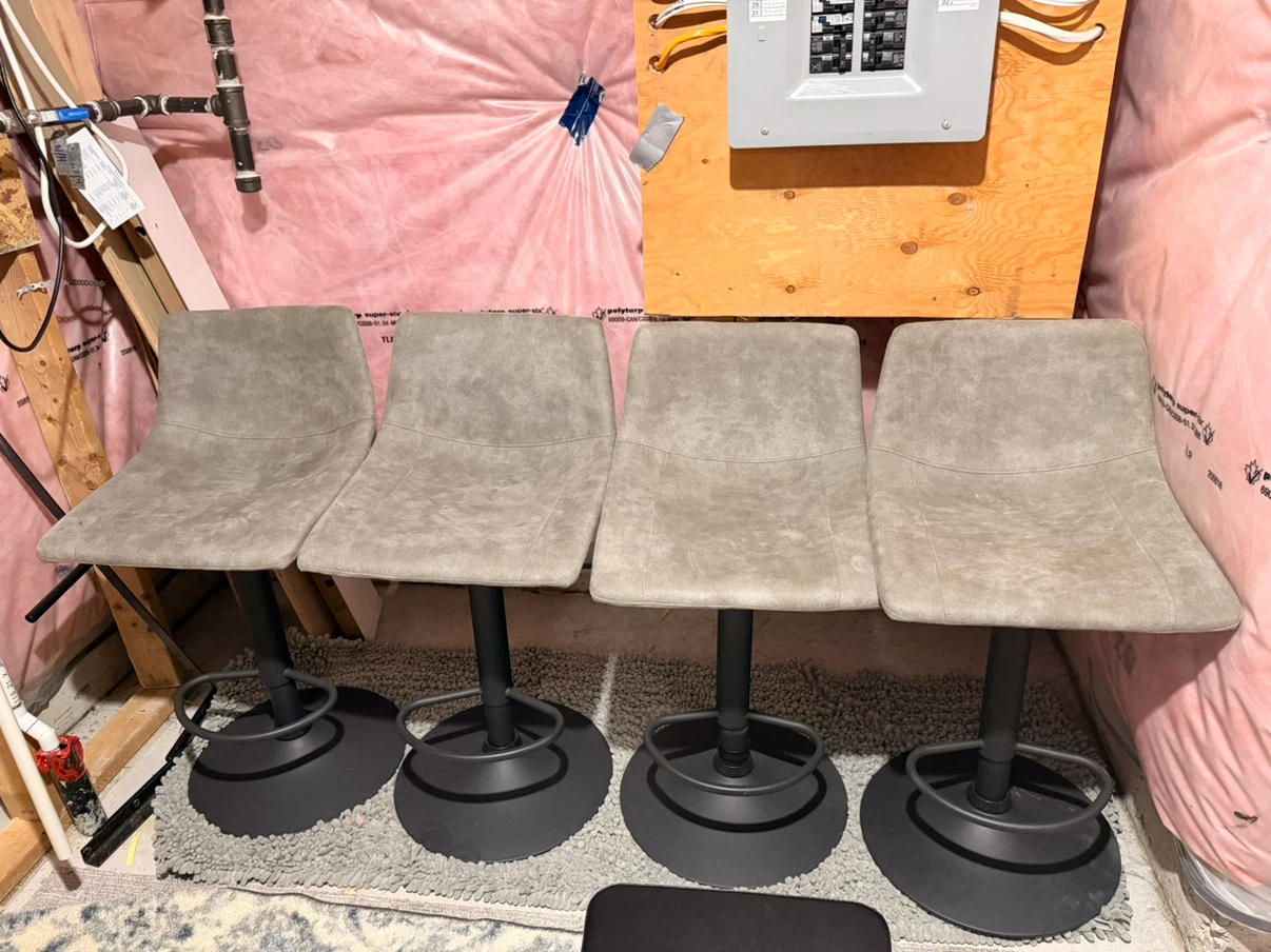Set of 4 Grey Swivel Bar Stools