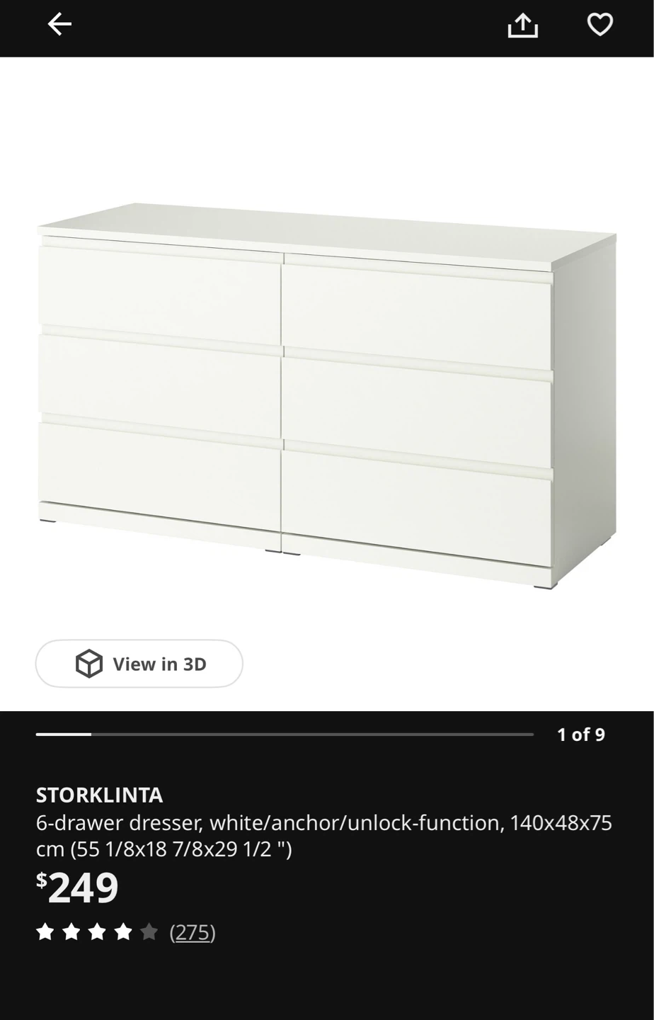 IKEA STORKLINTA 6-Drawer Dresser -Like New- Moving Sale - photo 2