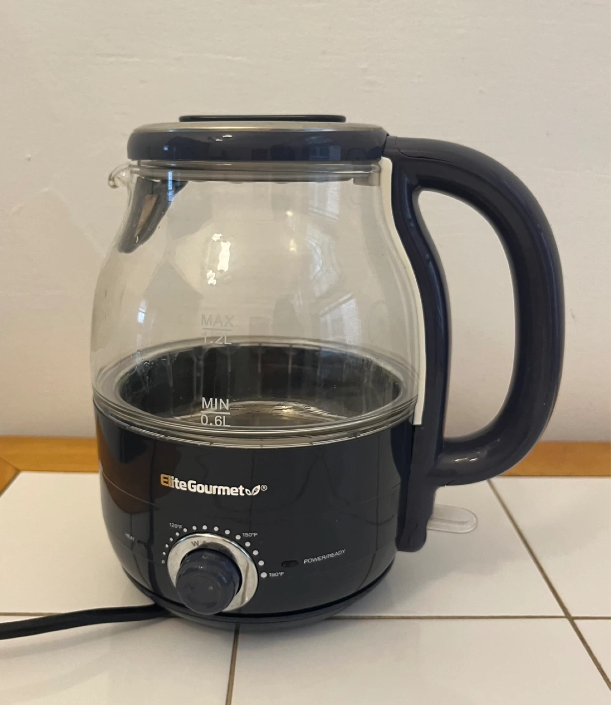 Elite Gourmet Electric Glass Kettle 1.3 Quarts Mint