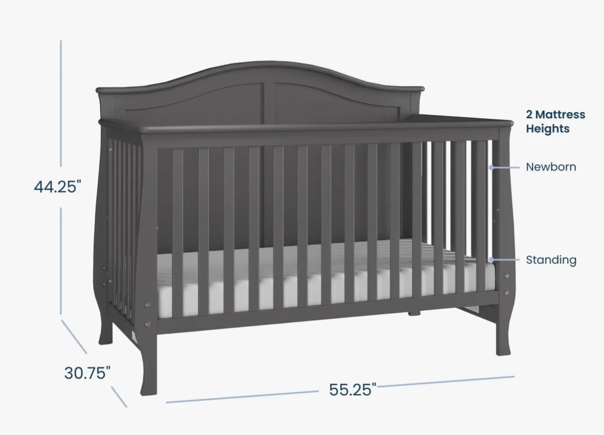 Child craft 4-in-1 Convertible Crib - Grey