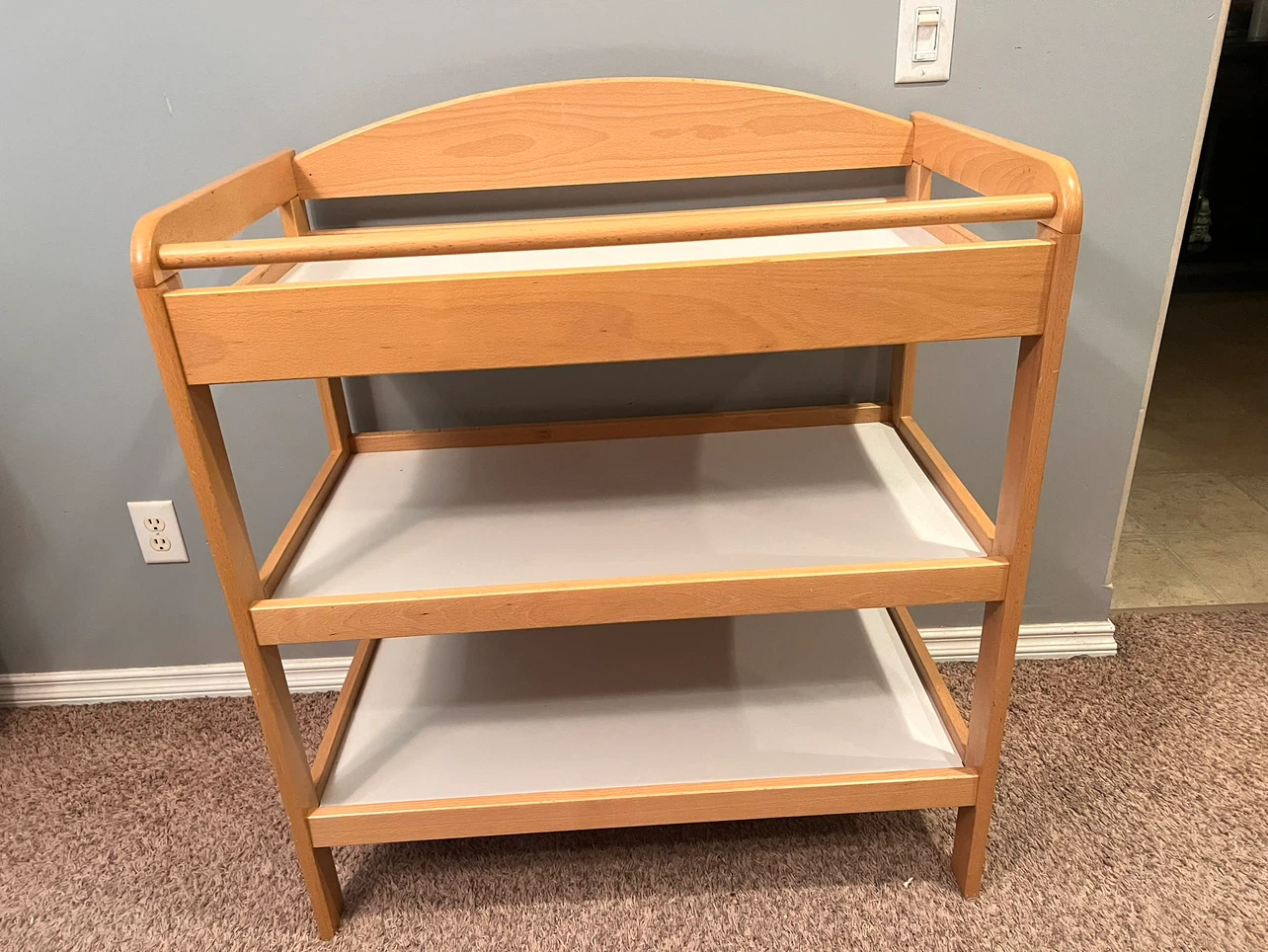 Wooden Changing Table with Shelves