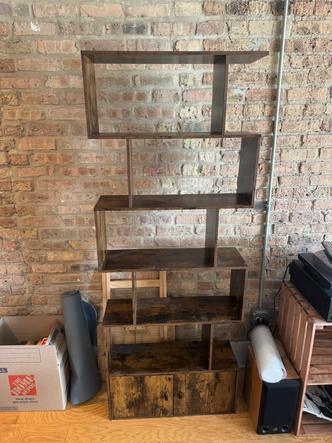 Rustic Wood Bookcase Shelf Unit