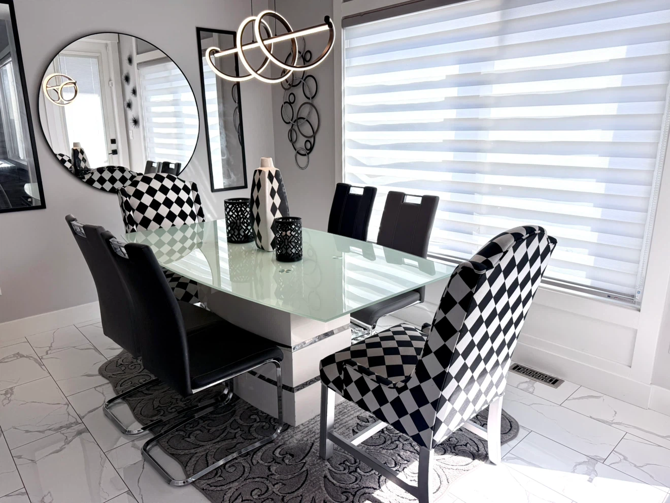 Modern Dining Table with Glass Top