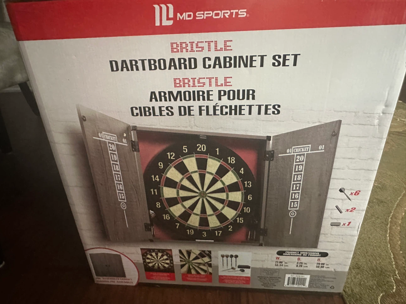 MD Sports Bristle Dartboard Cabinet Set