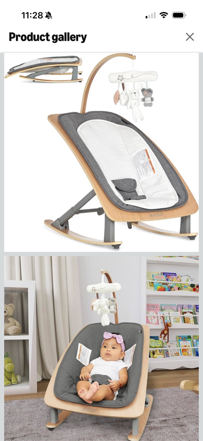 Evolur Tory 2-in-1 Baby Bouncer Rocker Chair - Gray - photo 2
