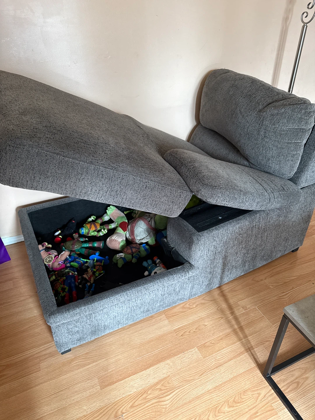 Grey Chaise Lounge with Storage - photo 2