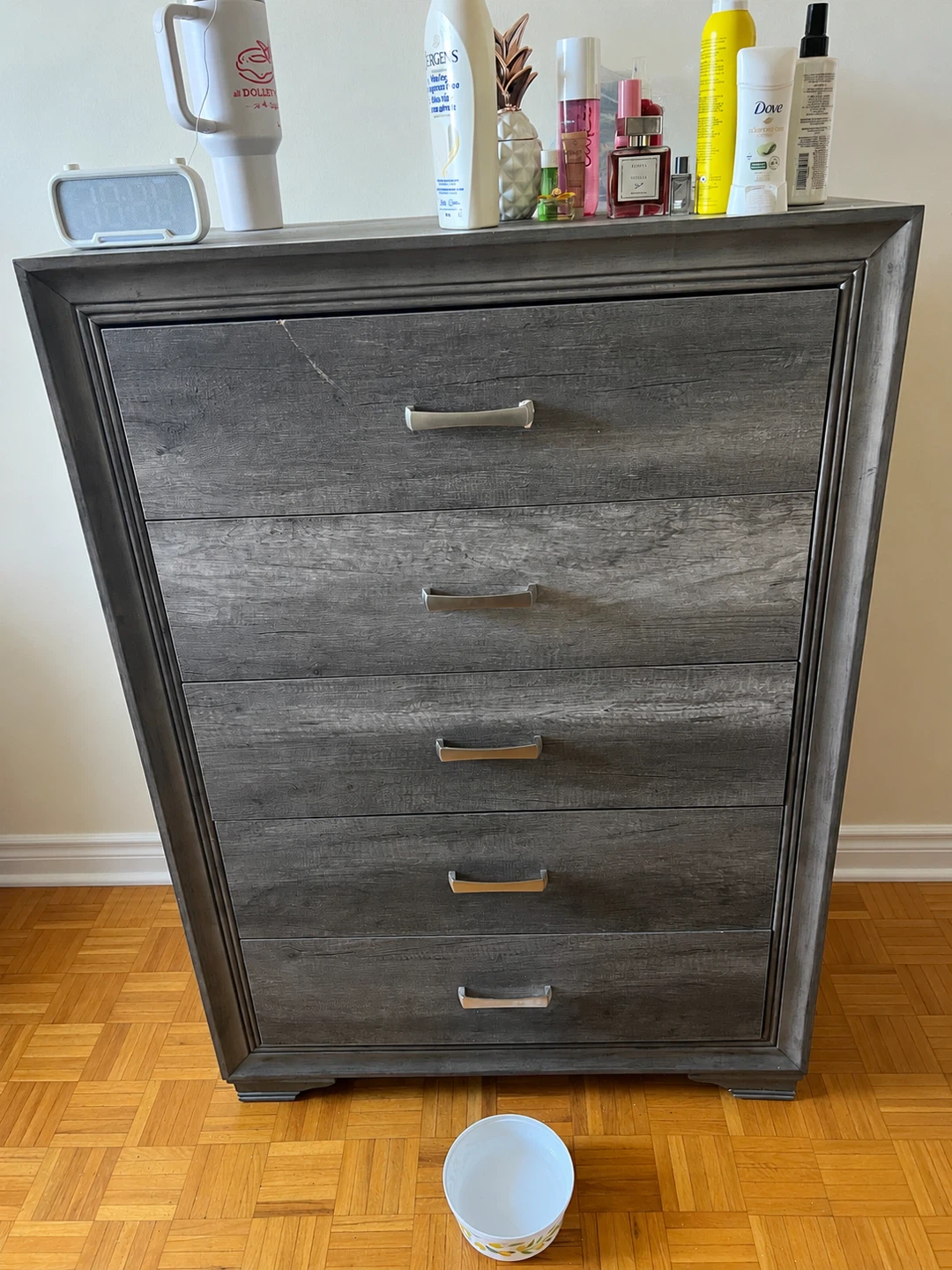 Moving Sale - Grey Wood Grain Dresser and (2) Nightstand Set - photo 3