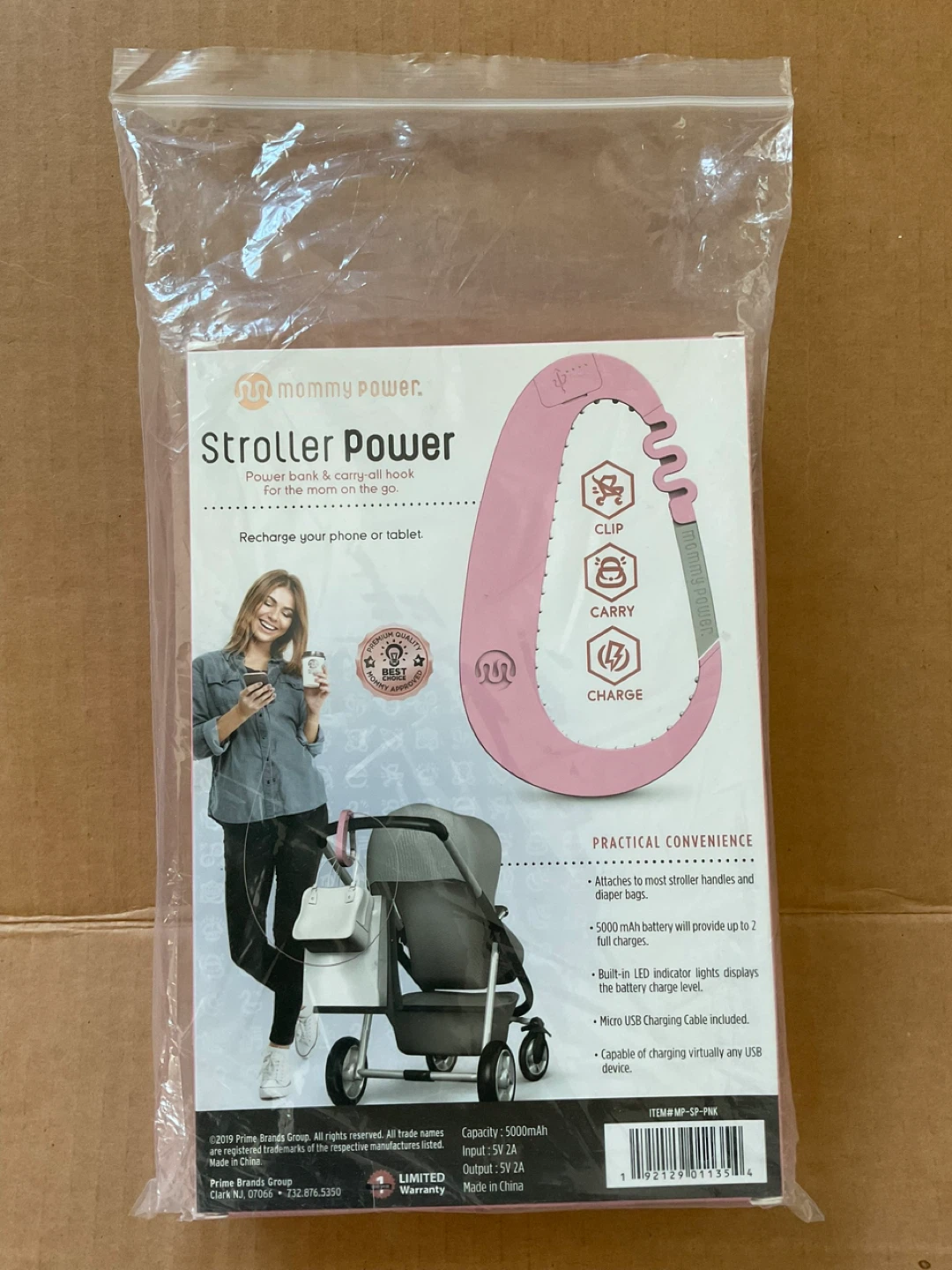Mommy Power Stroller Power Bank & Hook - Pink Blush