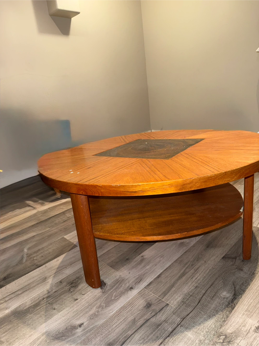 Mid-Century Modern Wood Coffee Table with Tiered Shelf - photo 2