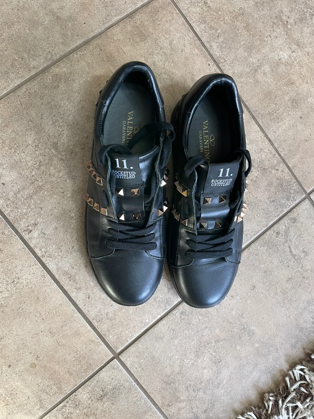 Premium black leather sneakers, with Rose gold studs - photo 5