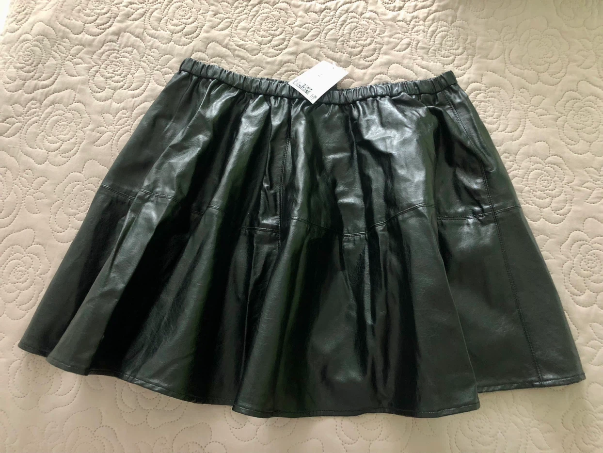 NEW Faux Leather Skirt - Black, Size M