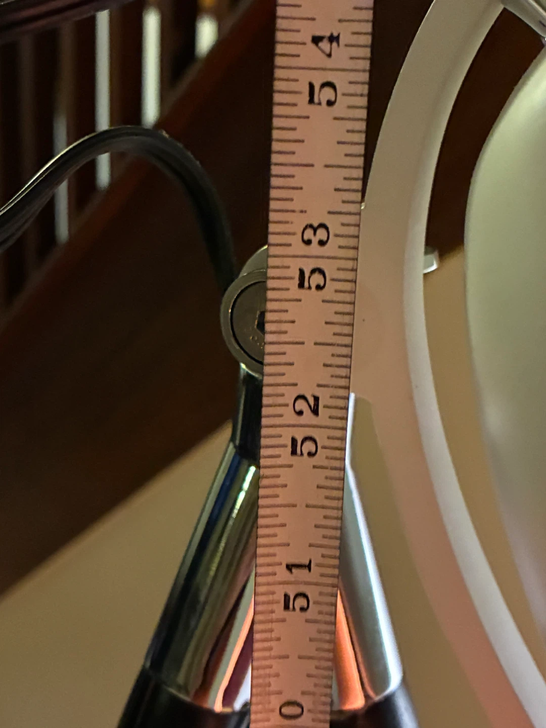 $22 Floor Lamp White metal shade brown leg AS IS Donlands O'Conn - photo 5