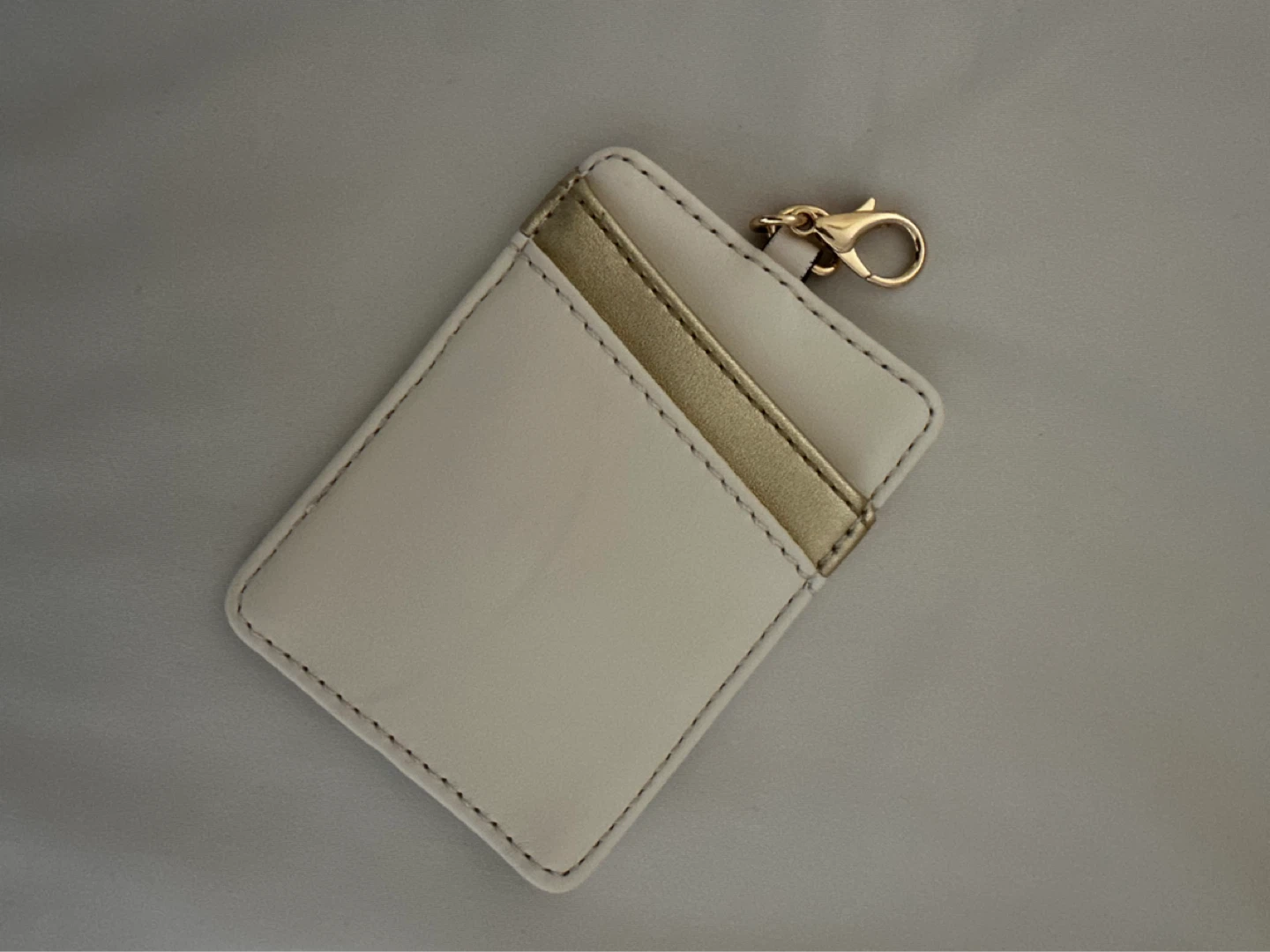 Cream & Gold Card Holder with Clip