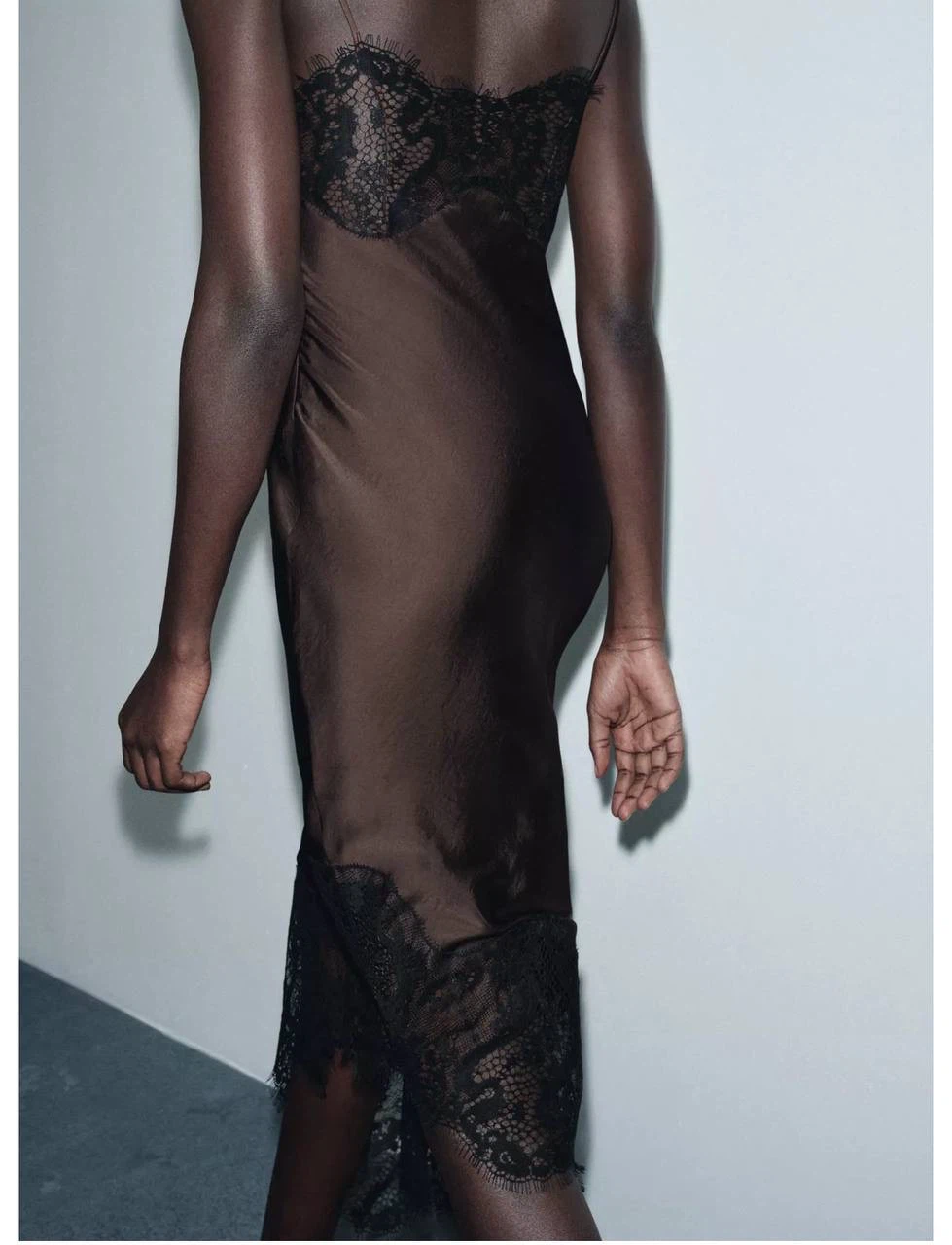 ZARA Asymmetric Satin Lace Dress – Size S (New Collection) - photo 2