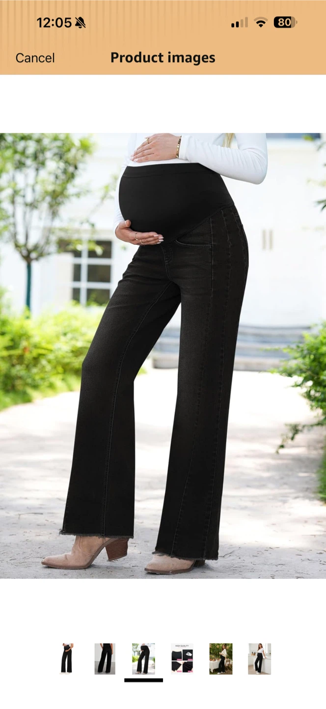 Maternity Wide Leg Jeans - Black - photo 3