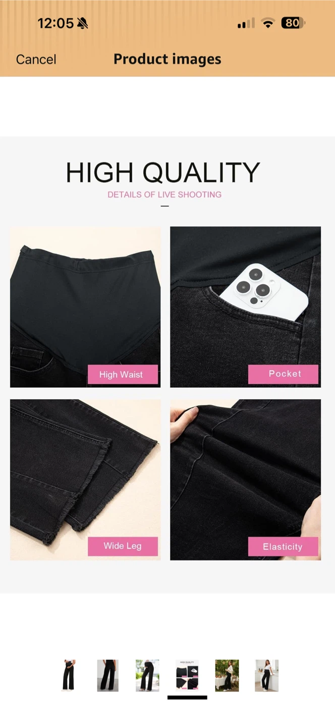 Maternity Wide Leg Jeans - Black - photo 4