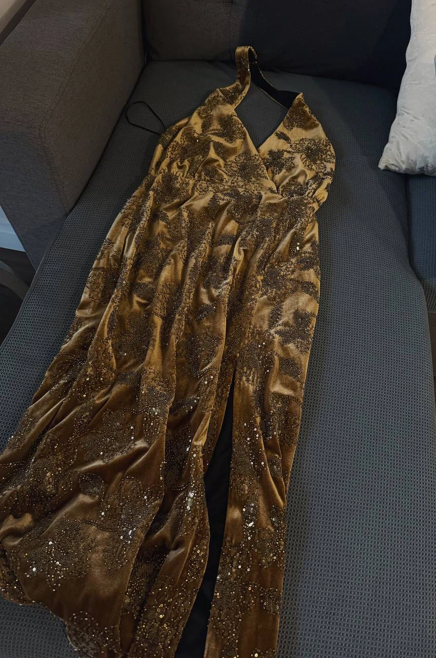 ZARA Sequin Velvet Midi Dress – Size M (New) - photo 3