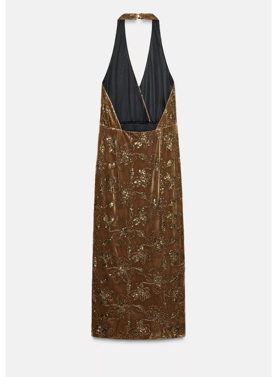 ZARA Sequin Velvet Midi Dress – Size M (New) - photo 5