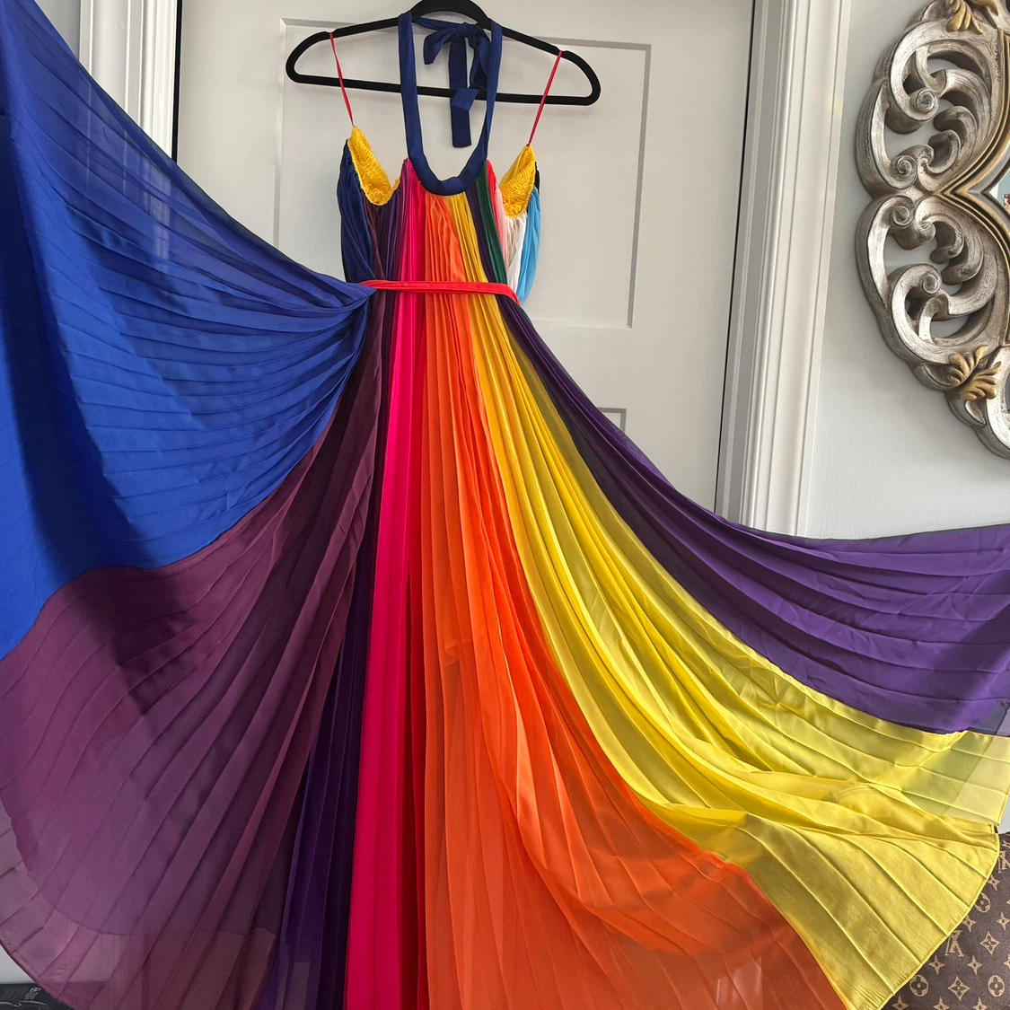 Colorful Pleated Maxi Dress