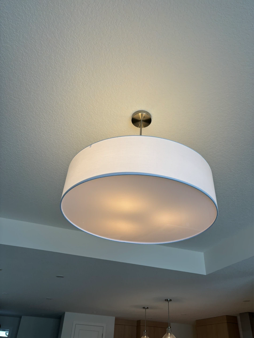 Set of 3 White Drum Pendant Lights