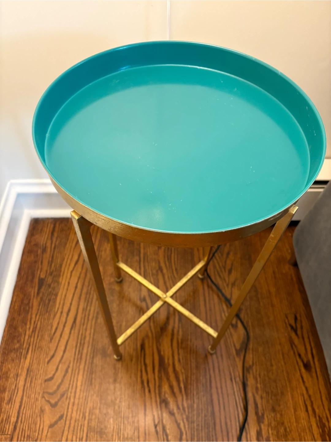 Teal Tray Tables x 2 with Gold Base
