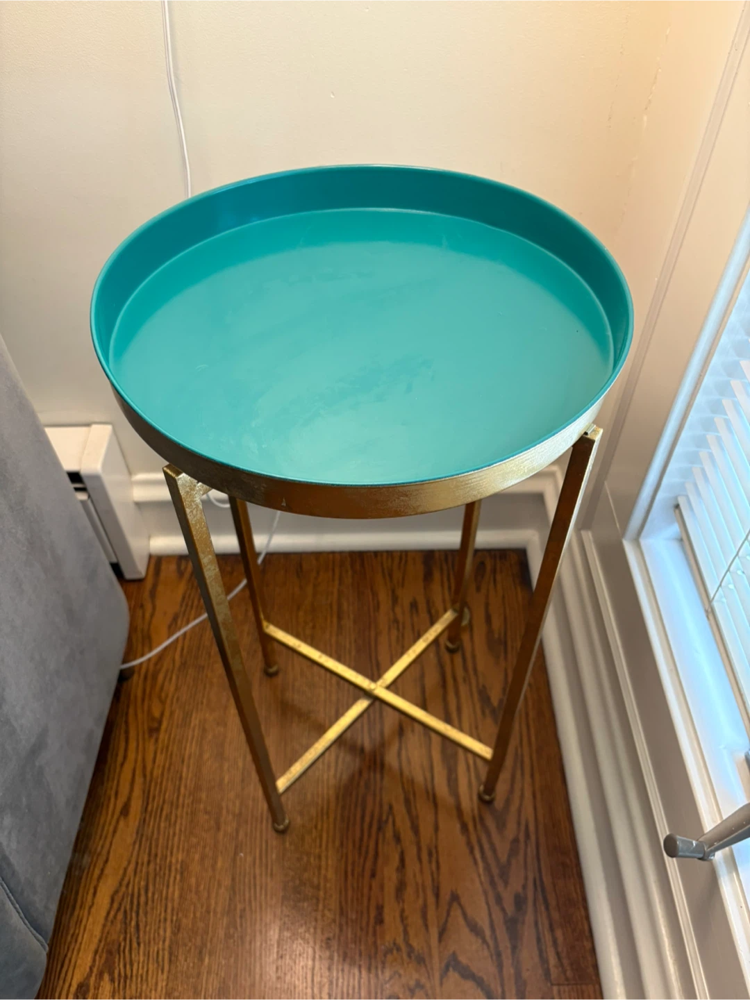Teal Tray Tables x 2 with Gold Base - photo 2